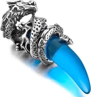 Wolf dragon dragon teeth collar for men boys in stainless stainless steel pendant cool simulation crystal stones precious jewelry with 23 inch chain, metal metal, unknown.. DIAYTAR NIGERIA stands as your affordable shopping ally with nationwide delivery in just 5-8 days.