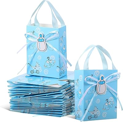 Bags of party gifts, 24 pieces, bags of prenatal festive decoration gifts, blue candy bags with handles for boys, children, prenatal birthday party gifts.. Shop with confidence on DIAYTAR Nigeria — quality products and timely delivery.