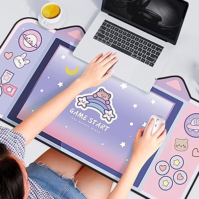Castowave gaming mouse mat with cat ears, size 31.5 x 15.7 inches, large mouse of non -slip rubber mouse for computer, laptop, desk and house.. With DIAYTAR Nigeria, shopping online is easy, affordable, and fast.