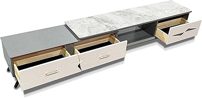 Modern maple TV table, interior decoration, adjustable length, gray color, size 39 x (180 ~ 270) x 44 cm (ya228).. Experience the satisfaction of affordable shopping with DIAYTAR NIGERIA's nationwide 5-8 day delivery.
