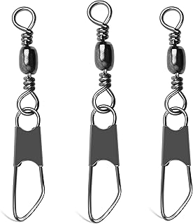 Pivoting hook of cylindrical fishing in Silanon with safety clip - 150 high resistance canes with durable fishing hook (black/gold).. Explore limitless products on DIAYTAR Nigeria — at the lowest prices.