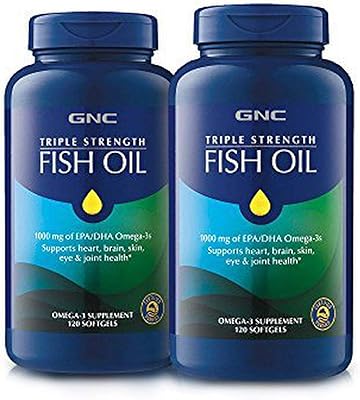 Triple Force GNC fish oil, package of 2 for the health of joints, skin, eyes and heart.. Experience the ultimate in shopping convenience with DIAYTAR NIGERIA's vast catalog and 5-8 day delivery.