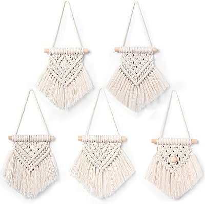 5 pieces mini macramé Main decoration in hand in woven tissue tissue wall hanging mural ornaments macrame wall sorting for apartment bedroom office decoration decoration.. Experience shopping satisfaction with DIAYTAR NIGERIA's vast selection and nationwide delivery service.
