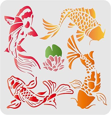 Wall paint stencils with bay fingers koi lotus 11 x.. DIAYTAR NIGERIA bridges the gap between desire and affordability with nationwide delivery in under 8 days.