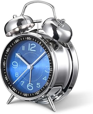 Strong alarm clock for heavy sleeping adults, retro silent quartz without 4-inch tick-tac with backlight, analog awakenings for children for bedside bedroom (blue).. Experience shopping without stress at DIAYTAR NIGERIA's comprehensive and budget-friendly platform.