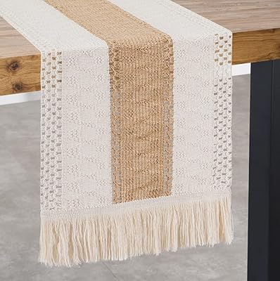 Arab table runner in Cotton jute canvas with pompom.. DIAYTAR NIGERIA delivers on every promise with our affordable prices and nationwide delivery service.