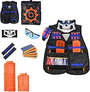 Tactical vest Nerf Guns N-Strike Elite Series with 50 balls, 2 charging chargers, 2 bracelets, mask, scarf, storage bags for balls and protective glass... Experience satisfaction guaranteed with DIAYTAR NIGERIA's comprehensive platform and quick delivery.