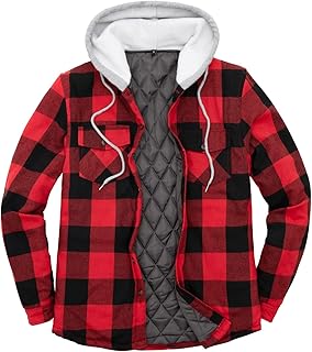 Quilted jacket buttoned in checkered flannel with Zenthace hood for men.. Shop with ease at DIAYTAR NIGERIA, Nigeria's premier e-commerce platform offering budget-friendly shipping.