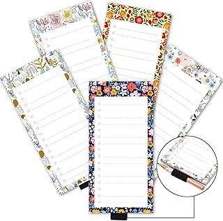 Package of 5 Magnetic Scandi notepads for fridge with a shore holder, tulip flower plants, 6 \ "x 3 \", 50 sheets, magnetic notepad for refrigerator, locker, filler, list of things to do, grocery (flower of art).. DIAYTAR NIGERIA: Where every search yields affordable results delivered promptly to your door.