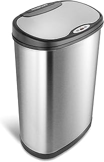 Ninestars DZT-50-13 Oval trash with automatic motion without contact without black and black, 50 liters, stainless steel DZT-50-13.. Shop easy, pay less, get it fast — with DIAYTAR Nigeria.