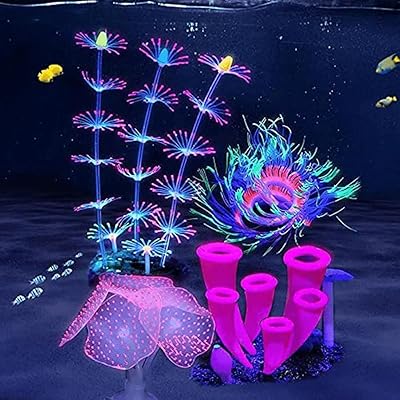 4 pieces aquarium decoration in brilliant silicone with silicone coral simulation, artificial coral trumpet, fluorescent sea aquarium anemone.. Find more for less — only on DIAYTAR Nigeria.