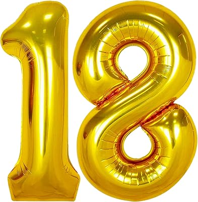 Golden ball number 18 for 18th anniversary - size L, 40 inch | Golden ball in mylar number 18 for birthday decorations | 18th birthday or birthday party supplies, 18th birthday decorations for girls or boys.. Click, pay, receive — DIAYTAR Nigeria makes online shopping seamless.