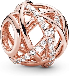 Pandora jewelry with a charm of shiny lines, dotted with cubic zircons and pink plated, 1.1 cm, silver, cubic zircons.. DIAYTAR NIGERIA delivers value, variety, and convenience with our nationwide 5-8 day shipping.