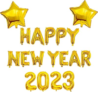 ELICOLA HAPPY New Year 2022 balloon banner, aluminum balloons for New Year's Eve, backdrop for festive decoration, gold.. DIAYTAR NIGERIA delivers more than products - we deliver affordable solutions within days.