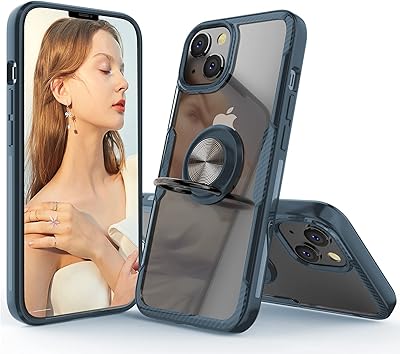IPhone 13 shell, transparent anti-ray-ray carbon shell with 360 degree rotary ring (works with car magnetic support) for iPhone 13 6.0 inches, navy blue.. DIAYTAR NIGERIA: Where shopping dreams become reality with budget-friendly prices and prompt delivery.