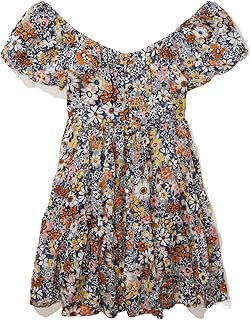 Short babydoll dress American eagle decorated with flowers and pimples on the front for women.. DIAYTAR NIGERIA: Where affordability meets reliability with thousands of products delivered promptly.