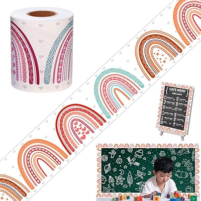 Bohemian rainbow shift border sticker, Castwave bill border strips with points and hearts, classroom decoration at home, straight edges 65 feet.. Shop for less and receive more with DIAYTAR NIGERIA's expansive e-commerce platform and nationwide delivery.