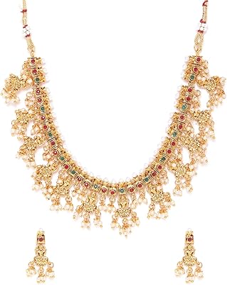 Temple jewelry set for women with Zafiri pearls (gold) (ZPFK9637).. DIAYTAR NIGERIA delivers more than products - we deliver affordable solutions within the week.
