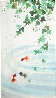 Rloncomix Japanese Door Curtain Noren Golden Fish and Green Leaves Kitchen Door Curtain Long for Home Decoration Size 33.8 x 59.. DIAYTAR NIGERIA delivers what matters - quality, affordability, and prompt nationwide shipping.
