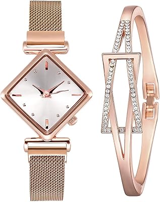 Watch Watch Gift Box with bracelet, rose gold for women and girls, simple and fine design, relaxed analog design and waterproof quartz movement.. DIAYTAR NIGERIA redefines convenience with our vast product selection and swift nationwide delivery.