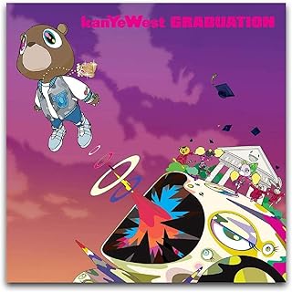 Kanye West (graduation) - Poster on printed canvas, wall decoration for family room, modern decoration 12 "x 12" (30 x 30 cm).. DIAYTAR Nigeria: trusted by thousands for fast, reliable delivery.