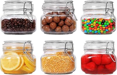 Comsafe 6 pieces Set of hermetic glass containers with lids storage container of square food of 17 ounces - storage container with clip in transparent thread for cereals, pasta, sugar, beans and spices.. DIAYTAR NIGERIA: Bringing quality products to every Nigerian home at prices everyone can afford.