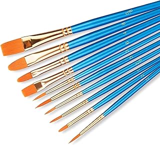 Set of 10 brushes of ECVV artistic paint with nylon hair.. DIAYTAR NIGERIA: Connecting Nigerians with affordable products through our expansive e-commerce platform.