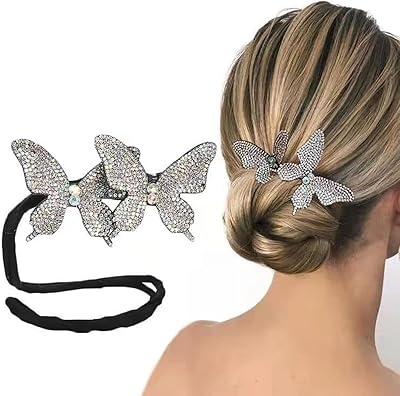 Butterfly Dift Bun Maker shaping Bigoudis in crystal.. The smarter way to shop online in Nigeria is through DIAYTAR Nigeria.