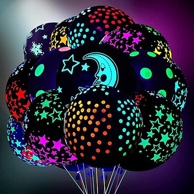 Luminous festive balloons with black light neon, 80 UV fluorescent latex balloons for birthday party, wedding luminous party decorations.. DIAYTAR NIGERIA: The marketplace that brings affordable products to every Nigerian home in under 8 days.