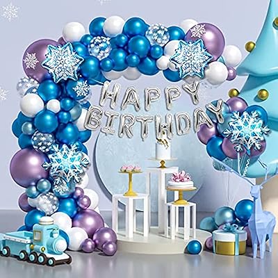 Kit d'Arche de garland of snowflake balloons, 153 blue and purple confetti balloons for festive decorations in snowflake, birthday party, winter wonders, wedding, prenatal festive decorations.. Navigate through thousands of products at pocket-friendly prices with DIAYTAR NIGERIA's easy-to-use platform.