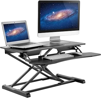 Office adjustable in height on foot Chulovs - Office converters on gas support with keyboard for keyboard and eyelet assembly hole for monitoring support workstation (black).. Your complete marketplace solution, DIAYTAR NIGERIA offers unbeatable value with delivery within the week.