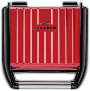 Interior electric Gril George Foreman, house and office, family grill in stainless steel, 1650 W, 2 year warranty - 25040 (red).. Experience the convenience of boundless shopping with DIAYTAR NIGERIA's affordable platform and quick shipping.