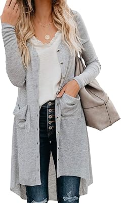 Ample and relaxed knitted cardigan for women with open in front and high and low hem with pockets.. DIAYTAR NIGERIA transforms dreams into deliveries with our affordable prices and 5-8 day shipping.