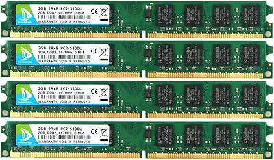 Kit Duomeiqi 8 GB (4 x 2 GB) 2RX8 DDR2 667 MHz DIMM PC2-5300 PC2-5400 PC2-5300U CL5 1.8 V 240 PINS 5300U Office memory module without ECC buffer compatible with the Intel AMD system.. DIAYTAR NIGERIA: Making quality products accessible to all Nigerians at affordable prices.