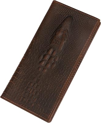 Long wallet in real leather for men for credit cards and checkbook, 1-dark dark, vintage.. Experience the DIAYTAR difference with our vast product selection and delivery within 5-8 days.