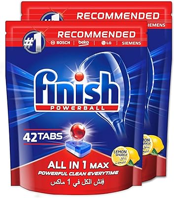 Detergent for dishwasher finish powerball, large lemon scent for powerful cleaning each time, 2 tablets, 2 x 42 tablets (pack of 2).. Get your essentials without leaving home — thanks to DIAYTAR Nigeria.