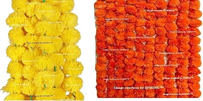 Sphinx (genda toran) artificial soft garland for decoration - pack of 10 (5 yellow + 5 dark orange).. Shop for less and receive more with DIAYTAR NIGERIA's expansive e-commerce platform and nationwide delivery.