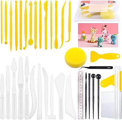 Set of plastic clay modeling tools of 36 pieces for modeling and DIY sculpture, white plastic knife tools in ceramic and pottery.. DIAYTAR Nigeria offers great deals, a huge product variety, and delivery in under a week.