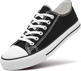 Classic casual lace lace sneakers for women in black and white canvas.. Discover thousands of products on DIAYTAR Nigeria with delivery between 5 to 8 days across the country.