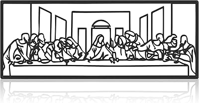 Reason of Religious Jesus abstract Christian in metal, wall decoration for the house, bedroom, living room, dining room, gifts of hanging racks, black.. With DIAYTAR Nigeria, your wishlist becomes reality, fast.