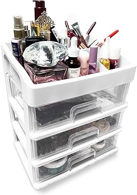 Dynamexed makeup organizer with 3 transparent drawers storage on bathroom counter for windows.. Experience retail convenience with DIAYTAR NIGERIA's comprehensive platform and 5-8 day nationwide shipping.