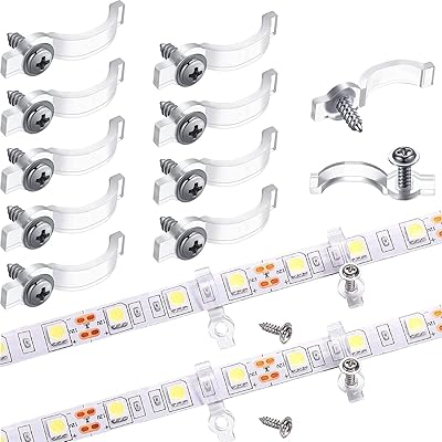 Waterproof led band lighting kit with screws, 200 LED band clips and 200 screws included, perfect for 10 mm wide LED strip lighting for bedroom.. You shop, we deliver — quick and easy with DIAYTAR Nigeria.