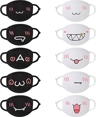10 pieces Facial mask Anime Kawaii Cute Bouche-Bouche Mask Reusable Washable For Women Girls Children, Black and White.. Explore the biggest product variety online — only at DIAYTAR Nigeria.