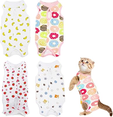 4 -piece luxury chat recovery combination set, breathable recovery clothing for kitten (banana + donut + strawberry + football).. Experience shopping freedom with DIAYTAR NIGERIA's vast selection and dependable nationwide shipping.