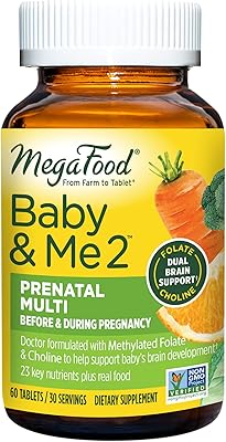 Megafood Baby & Me 2 Prenatal multivitamins for development mom and baby - formulated with essential nutrients such as folic acid, choline, biotin and more - GMO -free - 60 tablets (30 portions).. DIAYTAR NIGERIA: Connecting Nigerians with their needs through our affordable and diverse marketplace.