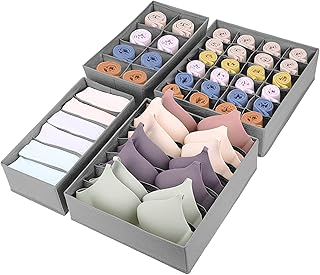 Organizer of clothing drawer-4-room cupboard separator, foldable storage box for bras, socks, ties and children's underwear (gray).. Nigeria's most diverse e-commerce platform delivers quality and affordability to your doorstep in 5-8 days.