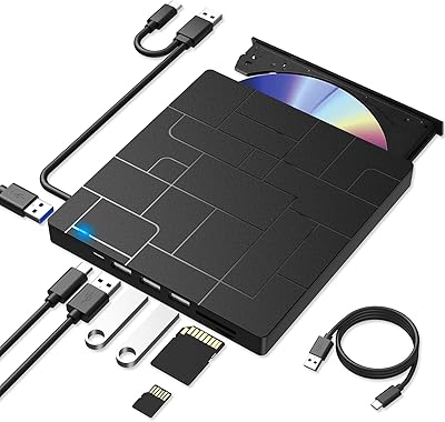Bidof external DVD player, CD-RW USB 3.0 Type-C DVD-ROM Ultra End CD player with 4 USB ports SD/TF Optical Card Cards C for Windows 10/8/7 Linux OS.. DIAYTAR NIGERIA: Where affordability meets variety in Nigeria's most comprehensive online marketplace.