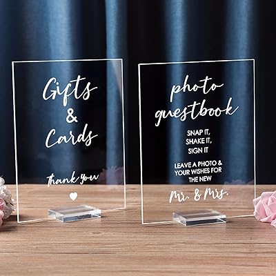 2 pieces of wedding banner photo for guests 8 x 10 inch acrylic wedding panels for celebration and reception Sign of light photo sign with wedding table memory support for birthday events.. DIAYTAR NIGERIA: Your trusted marketplace that combines variety, affordability and reliable shipping.