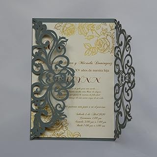 25 laser cut wedding invitation cards with envelopes, virgin interior paper, ribbons for wedding festival, prenuptial party, engagement, birthday, dusty pearl blue (B001).. Say goodbye to long wait times — DIAYTAR Nigeria ships in just 5–8 days!
