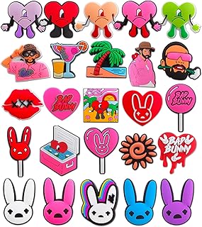 25 pieces of decoration of shoes bad bunny for bubble slides, sandals, hooves, decorations of Latin artist shoes for women, men, adults and girls, polyvinyl chloride, without precious stones.. DIAYTAR NIGERIA transforms online retail with our affordable platform and dependable shipping service.